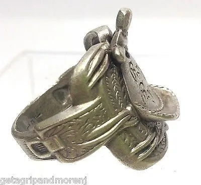1948 Roy Rogers Endorsed Western Saddle RING Nickel SILVER Exc. Condition!! RARE
