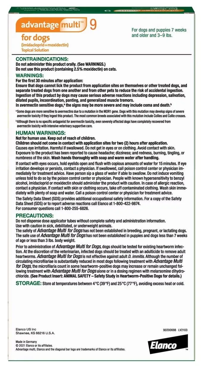 Advantage Multi for Dogs (imidacloprid   moxidectin) Topical Solution, 6 Pack