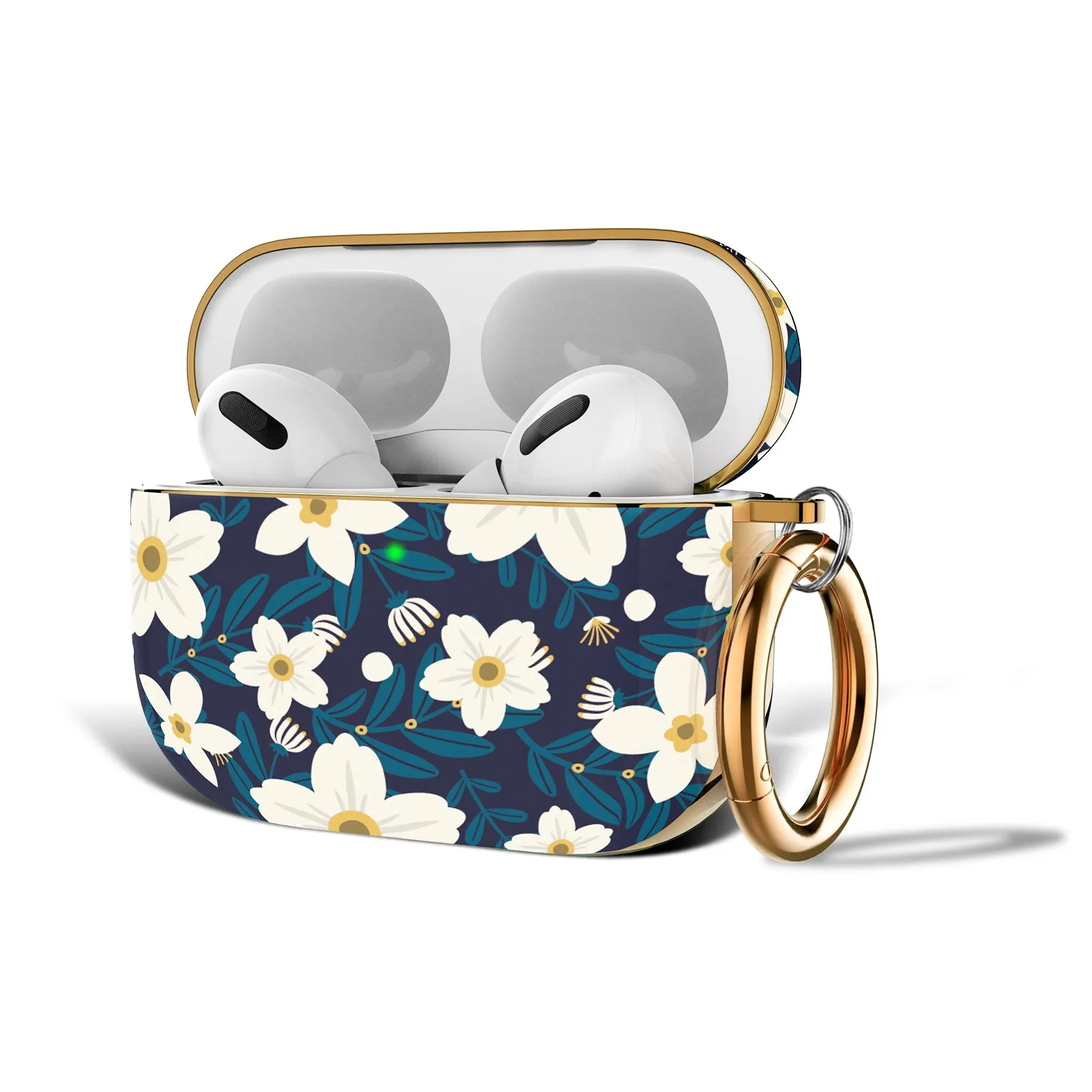 AirPods Pro Case | Cute Flower Skin Hard PC Shockproof Protective Cover | Dark Blue