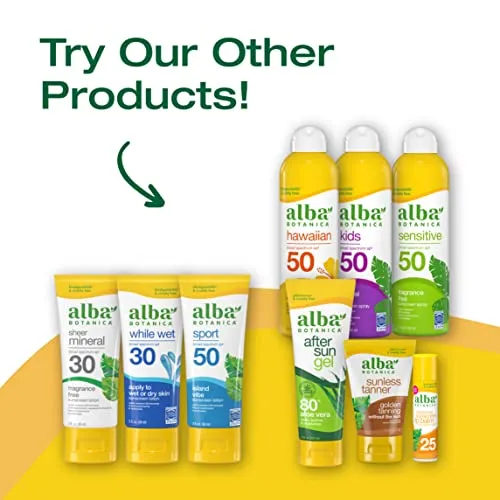 Alba Botanica Sunscreen for Face and Body, Fragrance-Free Sheer Mineral Sunscreen Spray, Broad Spectrum SPF 30, Water Resistant and Biodegradable, 5 fl. oz. Bottle