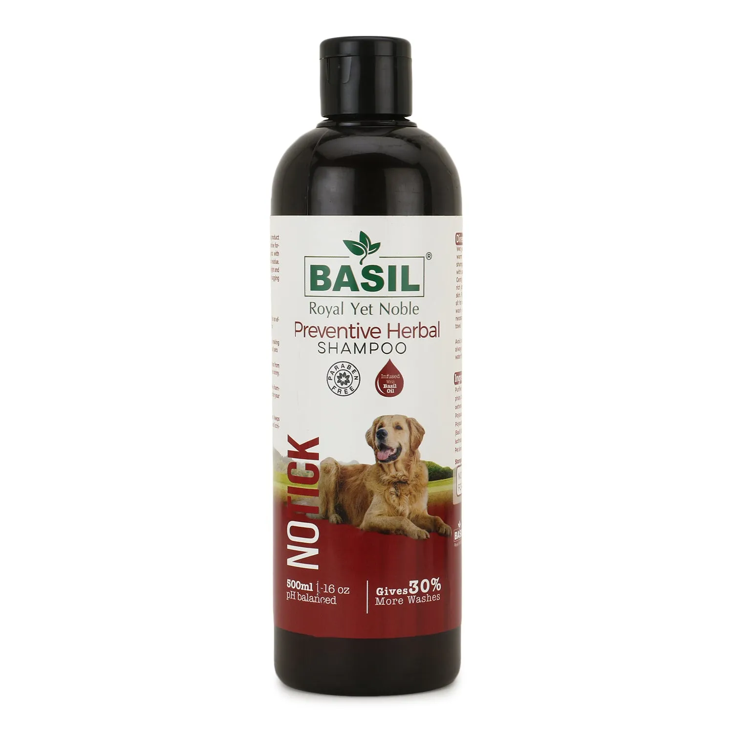 BASIL No Tick Preventive Herbal Shampoo with Grooming Comb (250ml)