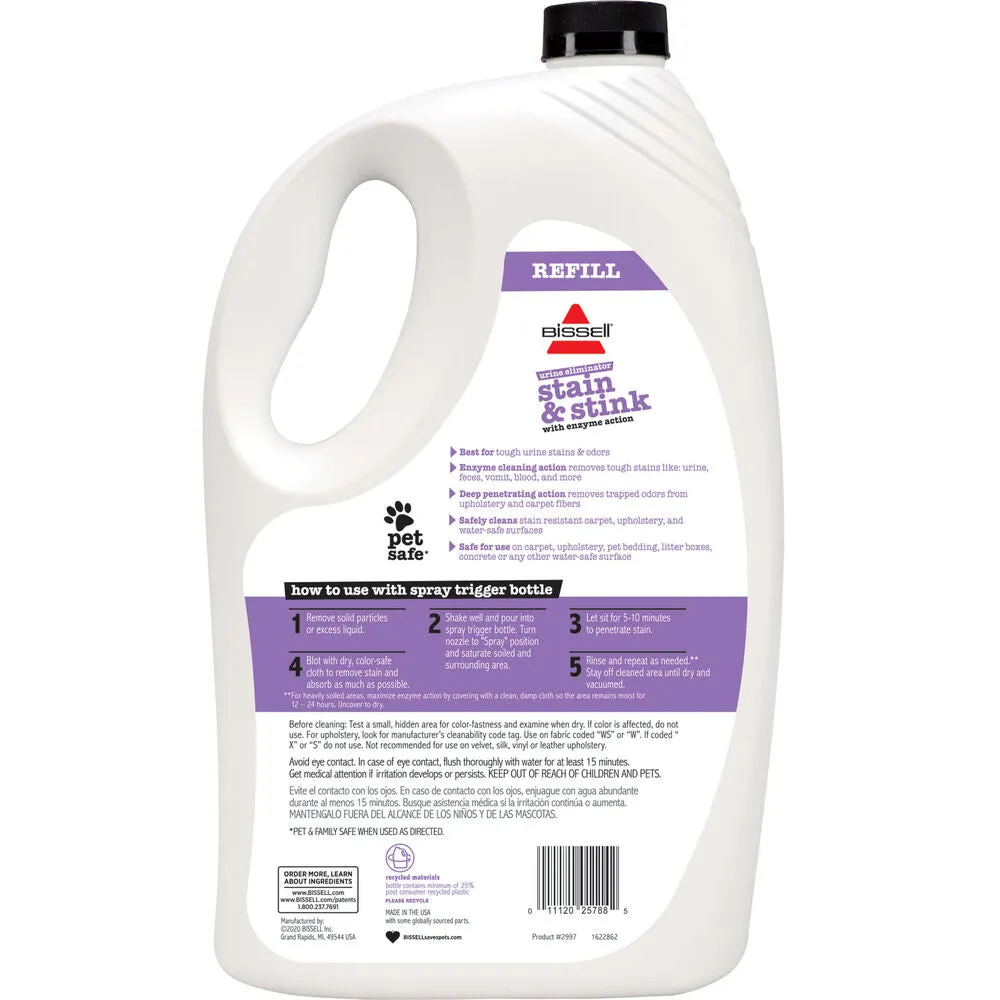 BISSELL Pet Stain & Stink Remover with Enzyme Action for Carpet Gallon Refill (128 oz)