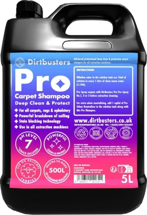 Dirtbusters Clean & Protect 4-in-1 Carpet Upholstery Extraction Shampoo (5 Litre) TRADE