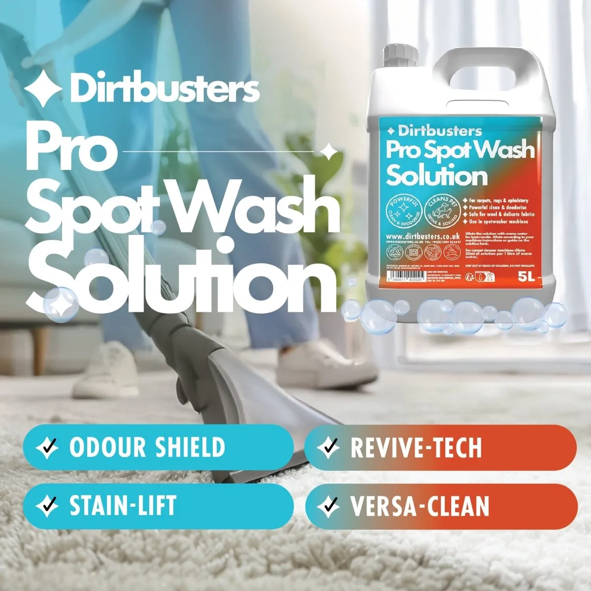 Dirtbusters Spotwash Carpet Cleaner Shampoo Solution (5L)