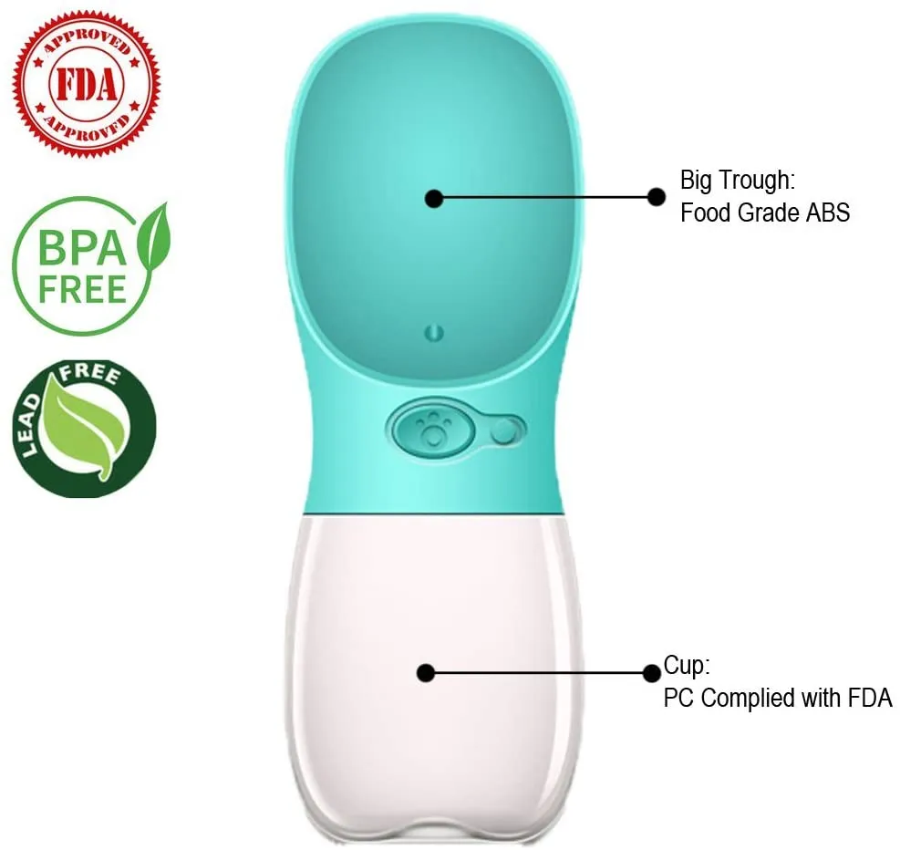 Dog Water Bottle, Leak Proof Portable Puppy Water Dispenser with Drinking Feeder for Pets Outdoor Walking, Hiking, Travel, Food Grade Plastic