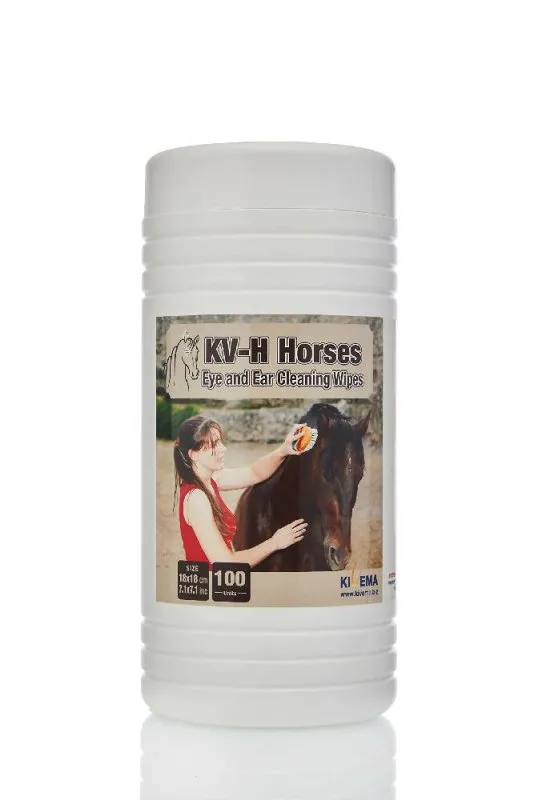 KIVEMA Horses Cleaning Gentle Wipes - Pack of 100 Horse Gentle Wipes Ideal for Sensitive Areas Like Ears, Eyes | Removes Dirt, Grime and Odor (100)