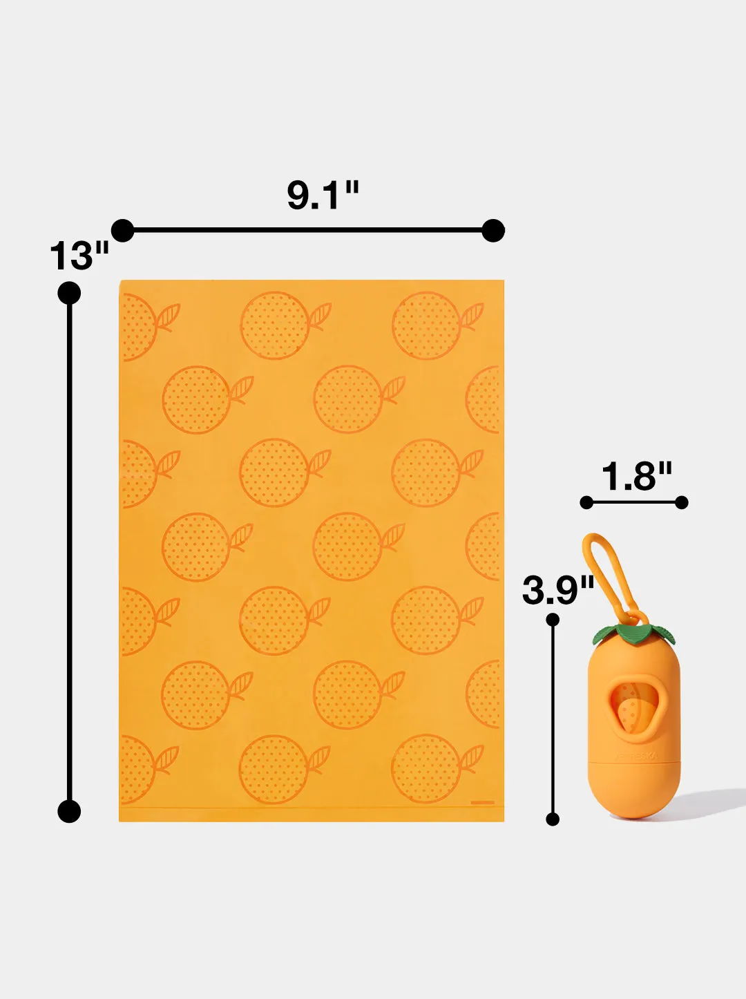 Tangerine Pet Poop Bags & Dispenser Set (1 Dispenser  7 Rolls)
