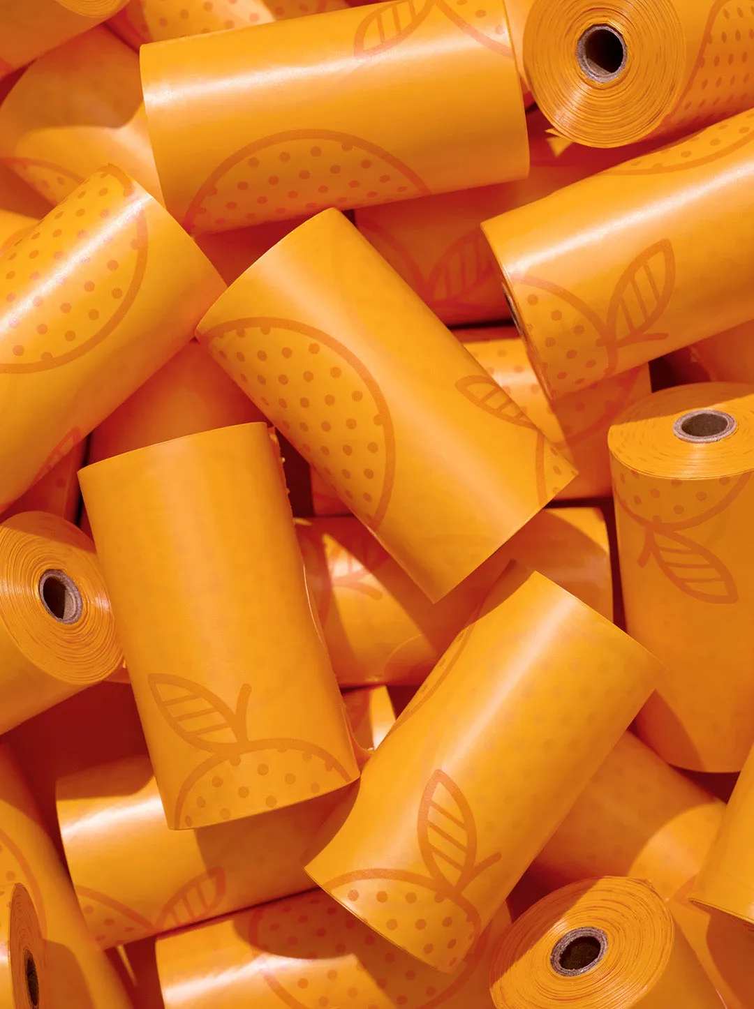 Tangerine Pet Poop Bags & Dispenser Set (1 Dispenser  7 Rolls)