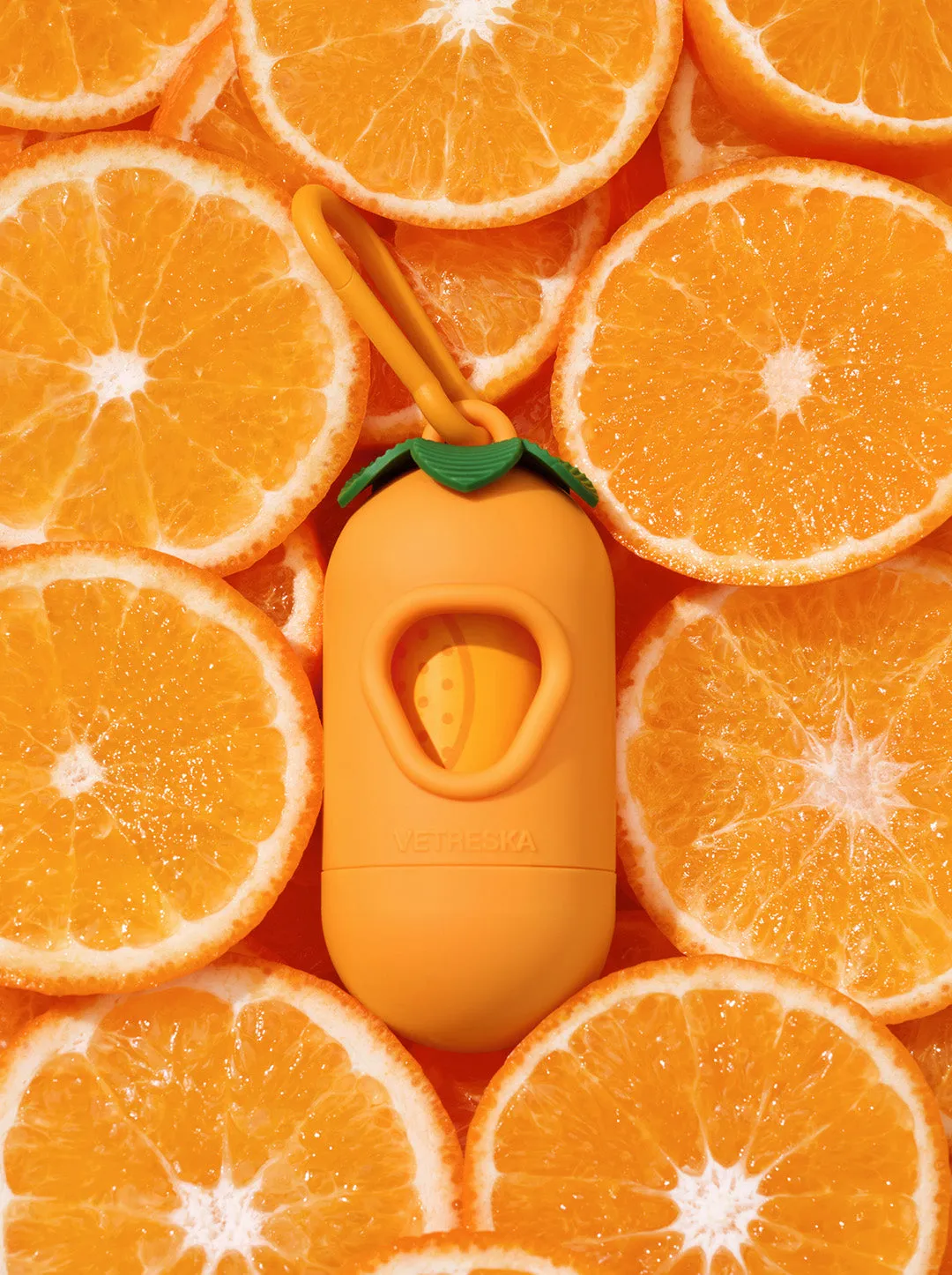 Tangerine Pet Poop Bags & Dispenser Set (1 Dispenser  7 Rolls)