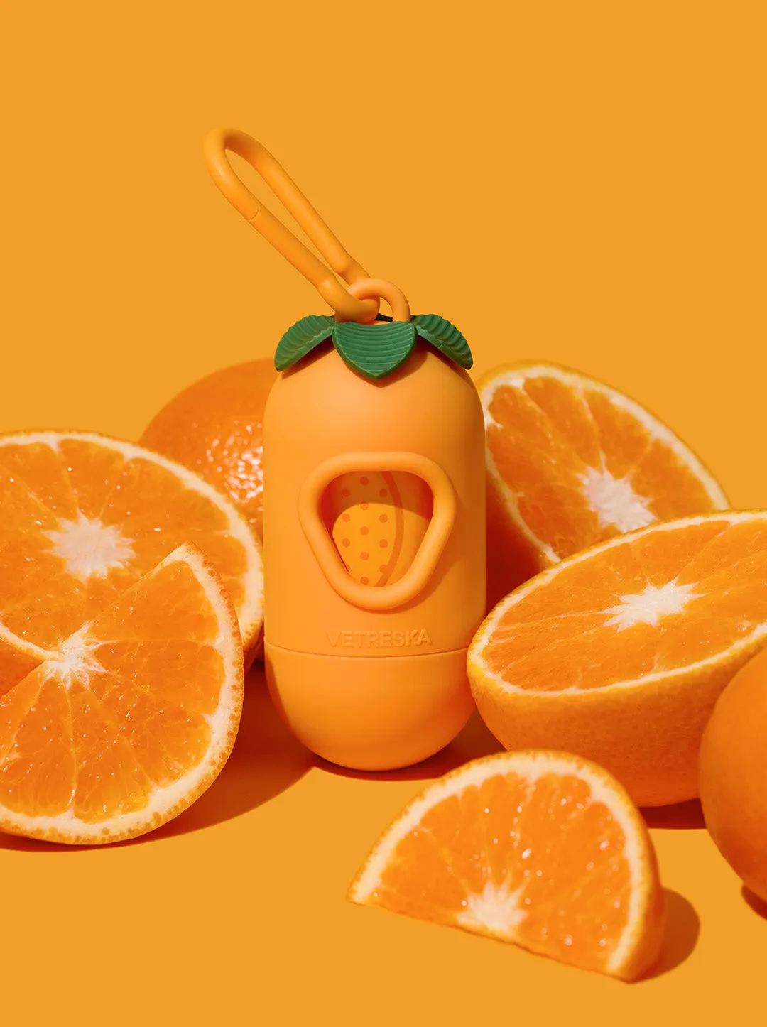 Tangerine Pet Poop Bags & Dispenser Set (1 Dispenser  7 Rolls)