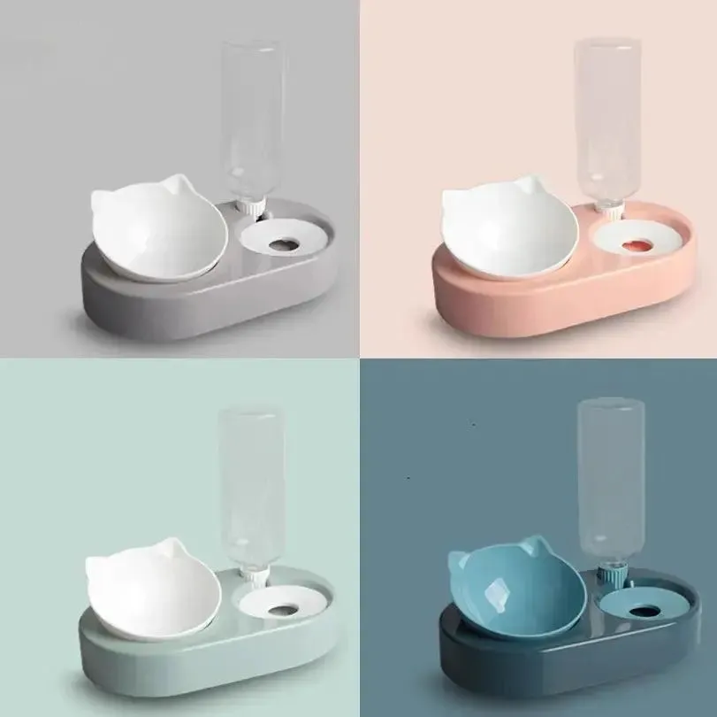 Two-in-One Cat Feeder Water Dispenser