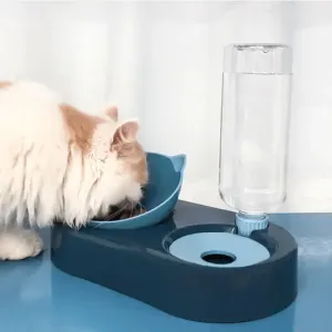 Two-in-One Cat Feeder Water Dispenser