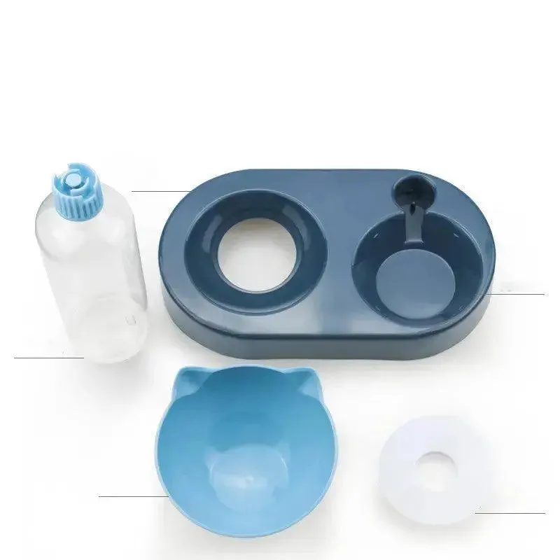 Two-in-One Cat Feeder Water Dispenser